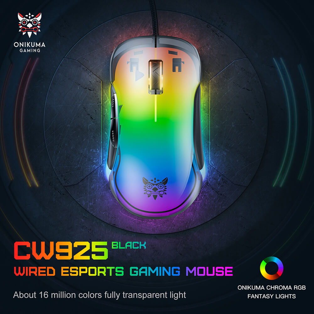 เมาส์เกมมิ่ง ONIKUMA CW925 RGB BACKLIT WIRED GAMING MOUSE - สีดำ